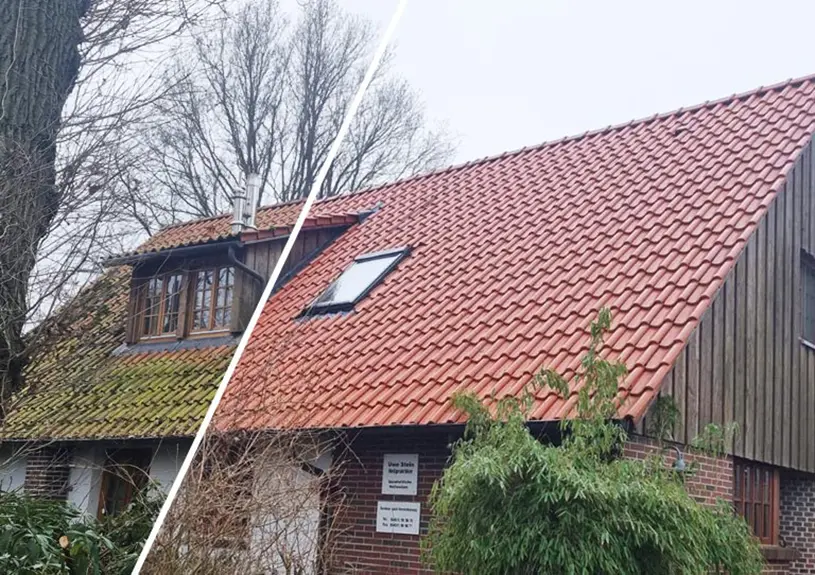 sauberstein dachreinigung einfamilienhaus vorher nachher 1 Vergleich vor und nach der Dachreinigung