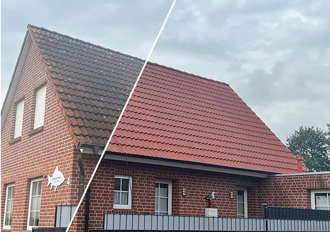 sauberstein dachreinigung einfamilienhaus vorher nachher 2 Vergleich vor und nach der Dachreinigung